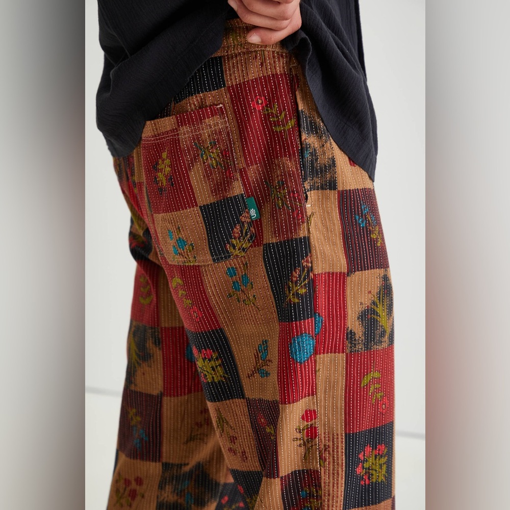 NWT Multicolor Patchwork stitched‎ Pants brown mo… - image 5